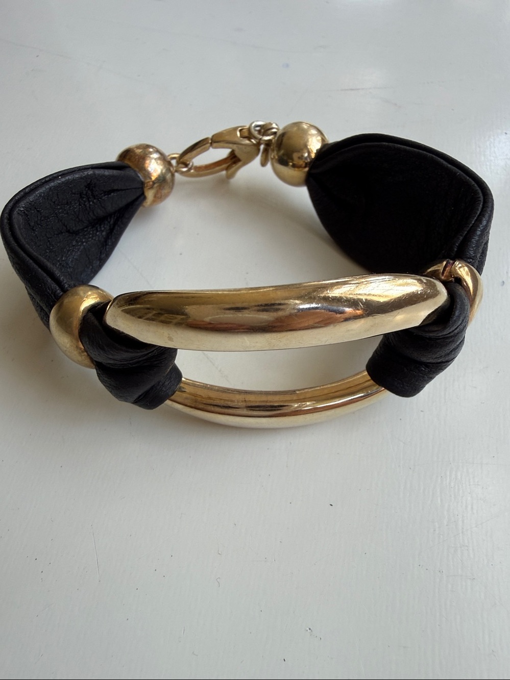 Leather And Gold Bracelet